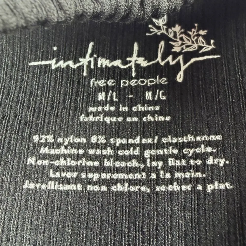 Free People Intimately Seamless Tank Top‎ Black M/L Ribbed High Neck Racerback - Picture 2 of 5
